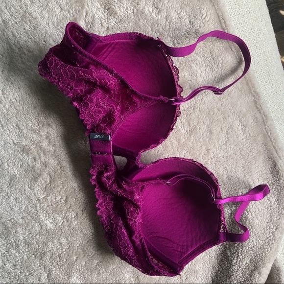 Aerie Limited Edition Reese Bra Magenta Pink Push Up Lace Sequins Size 34B - Picture 3 of 12